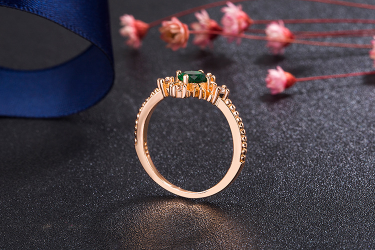 Fashion Snowflake Copper Rings Inlay Artificial Crystal Copper Rings