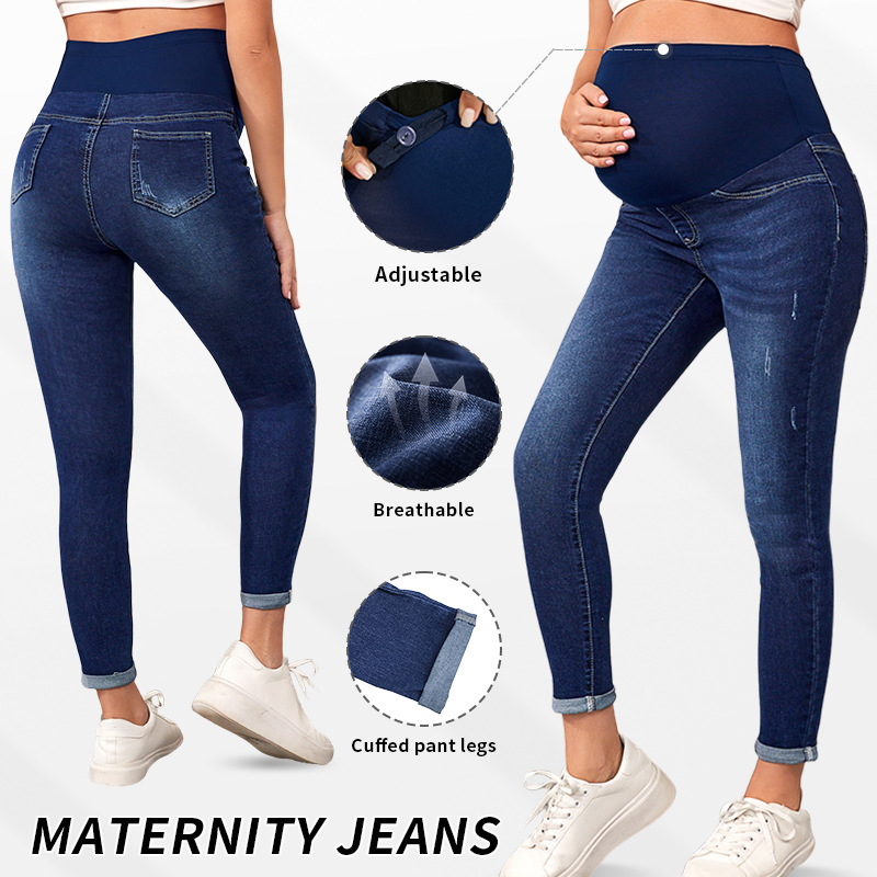 Maternity Adjusted High Waist Ripped Skinny Jeans Wholesale|undefined