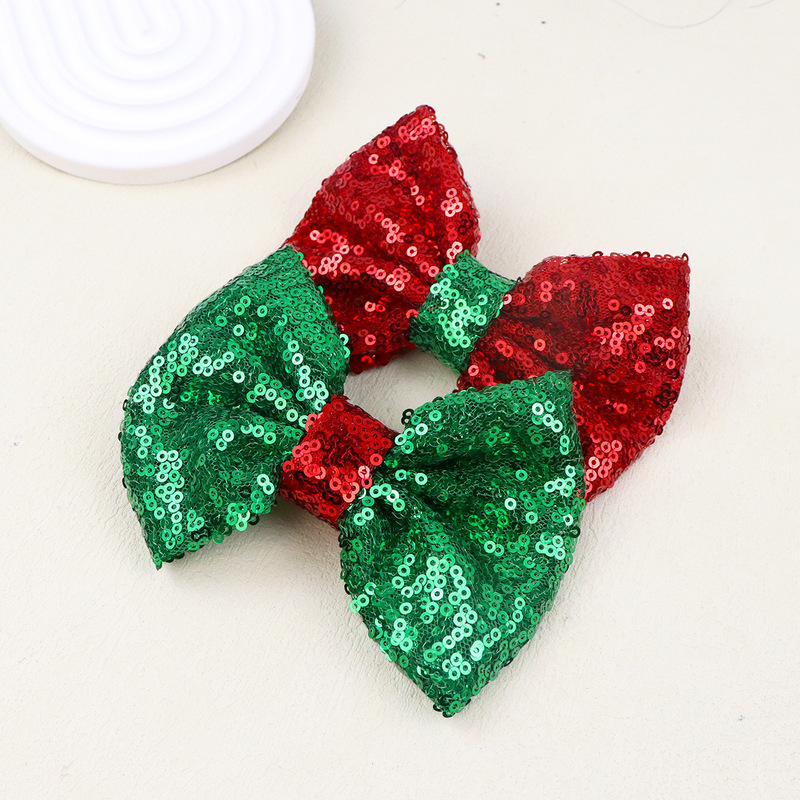 Hot Sale 5 Inch Amazon Christmas Bow Large Hairpin European American Sequins Embroidered Children Party Hair Accessories