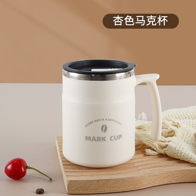 304 taza de acero inoxidable simple ins estilo taza de café con tapa portátil taza de desayuno del hogar con paja taza de agua