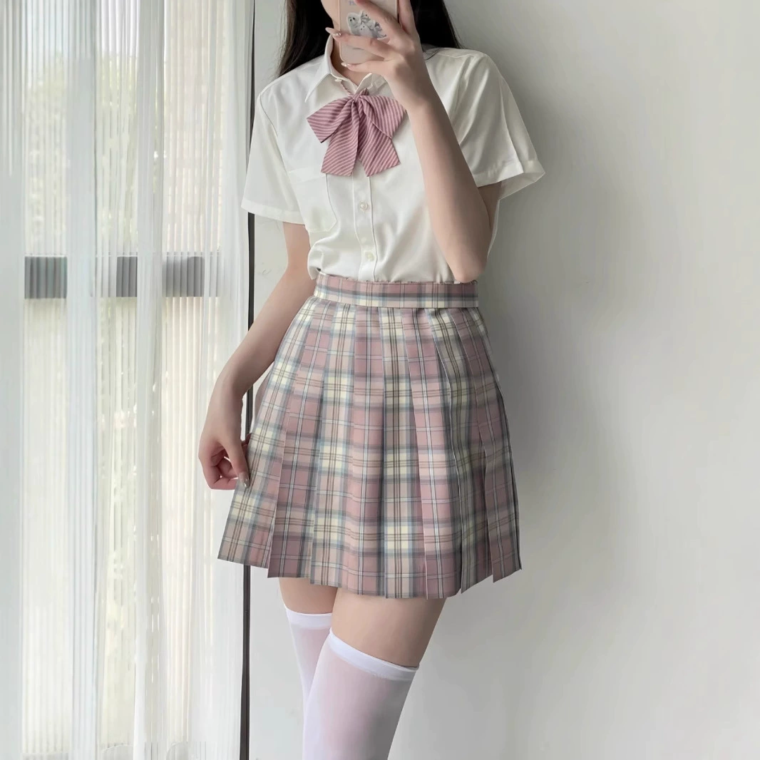 Sakura Spring JK униформа плиссированная юбка для женского японского колледжа выпускной костюм основной рубашки с короткими рукавами