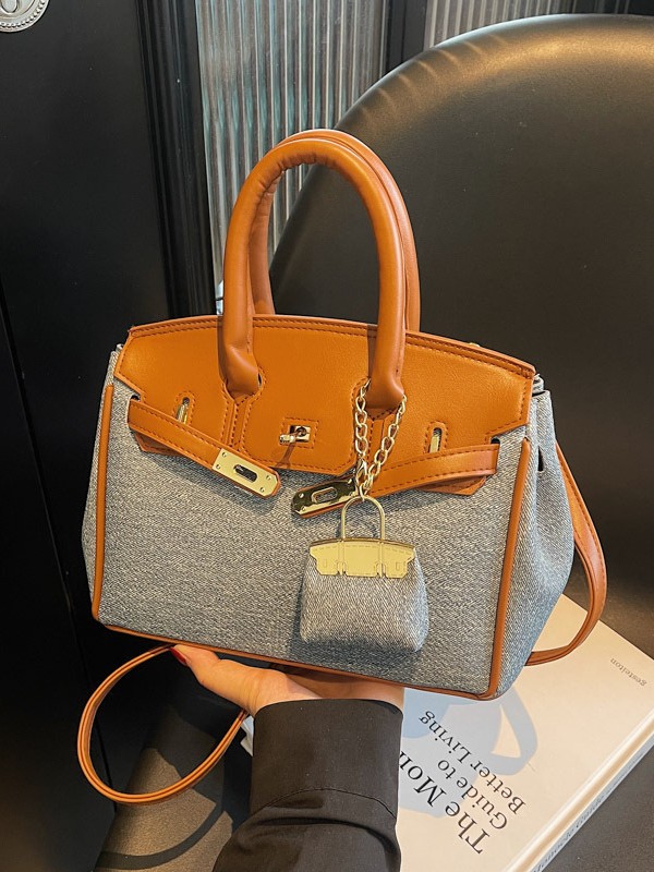 Bolso Kelly de alta gama para mujer, novedad 2026, de mezclilla con patchwork retro, para llevar al hombro o cruzado, ideal para el día a día.