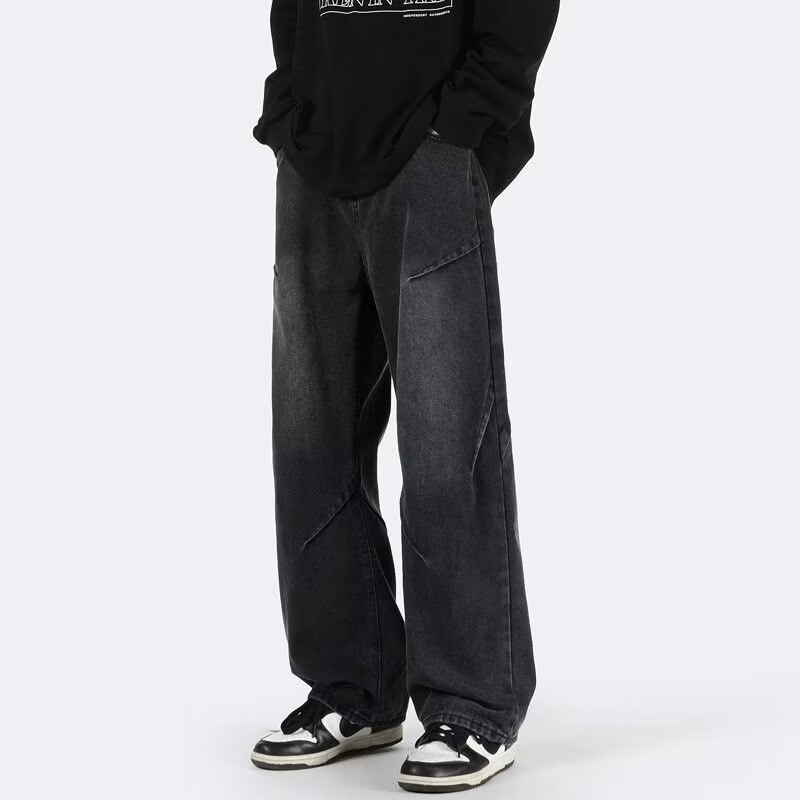 New Complete High Street Washed Jeans Men's American Style Retro Trendy Brand Straight Summer Casual Loose Long Pants