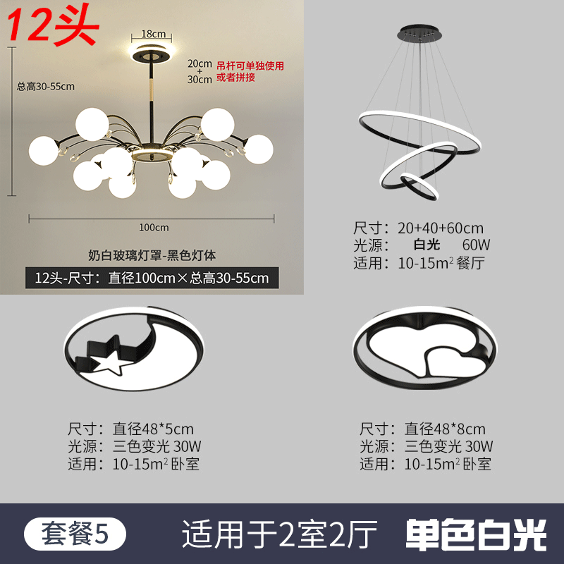 침실 2개와 거실 2개 흑백 백색광