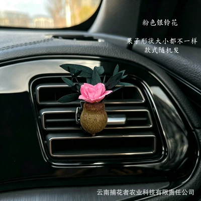 Natural Fruit Plant Dried Flower Car Perfume Aromatherapy - pink-silver-bell-flower-gulu-guo-car-style-free-essential-oil