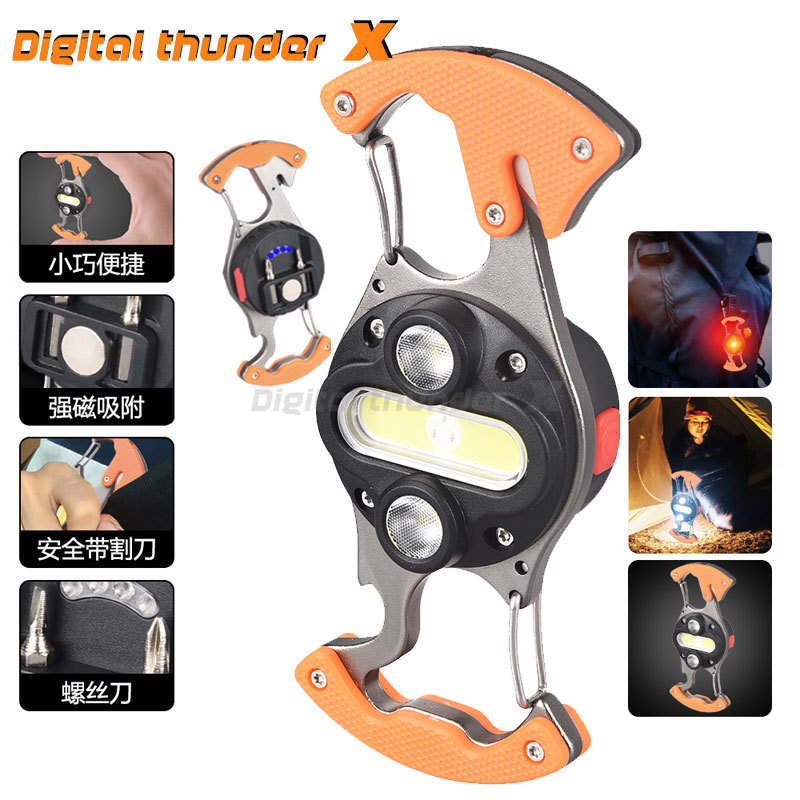 Transfronterizo de carga al aire libre llavero luz encendedor de cigarrillos mini portátil multifunción luz de trabajo Revisión del coche Tiktok generación