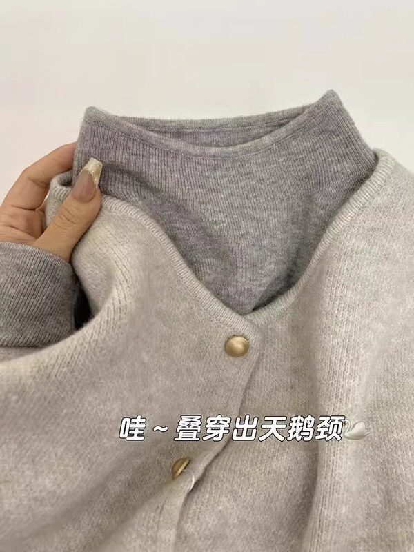 Gray Inner Half Turtleneck Cashmere Knitwear for Women in Autumn and Winter Korean Style Mid-Collar Knitwear Bottoming Shirt Long-Sleeved Top