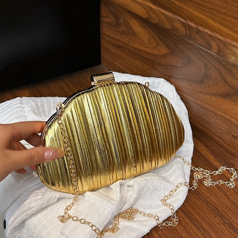 New high-end party pleated evening bag, pearl string clutch bag, European and American style pleated lady handbag, dress bag New high-end party pleated evening bag, pearl string clutch bag, European and American style pleated lady handbag, dress bag