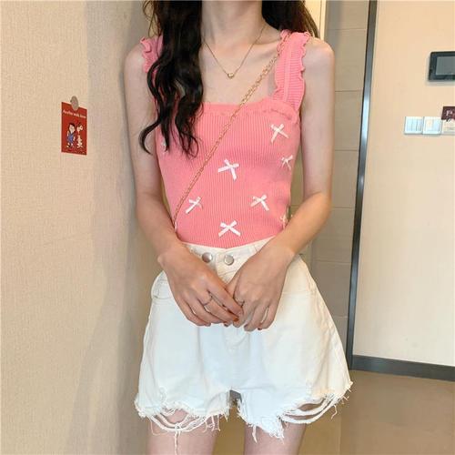 Spring and summer camisole women's inner wear 2023 new design niche outer wear knitted slimming short top