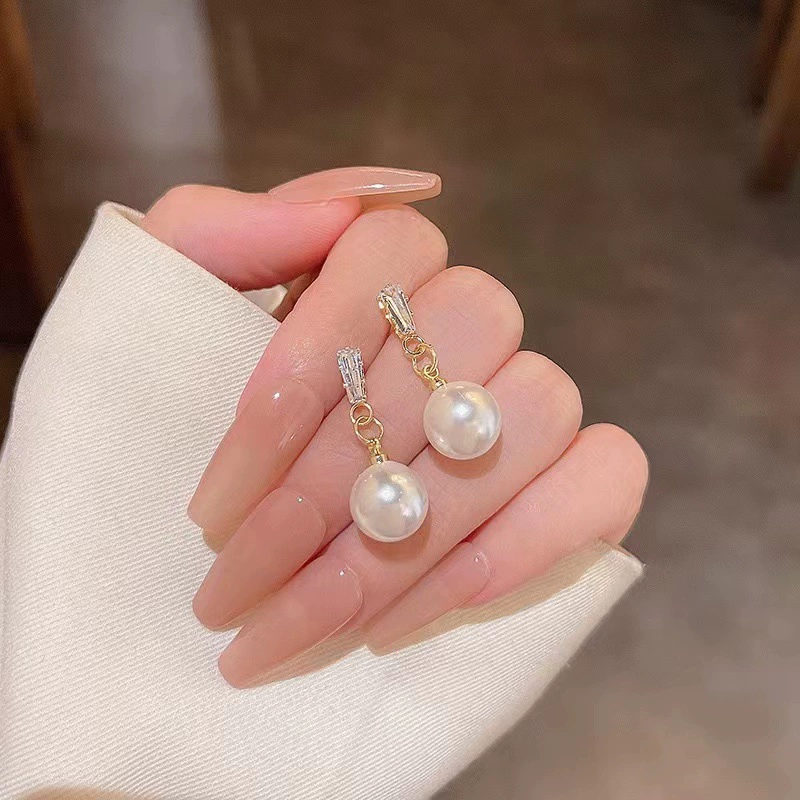 Серебряная игла из жемчуга, стильные универсальные серьги, образец серебро 925, простой и элегантный дизайн, оптом