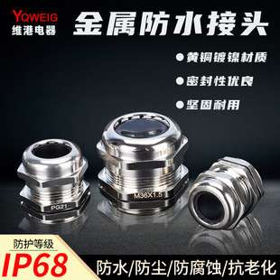 Copper Nickel Plated Sealed Locking Glen Head Cable Fixing Head M12/M20-25 Metal Cable Waterproof Connector