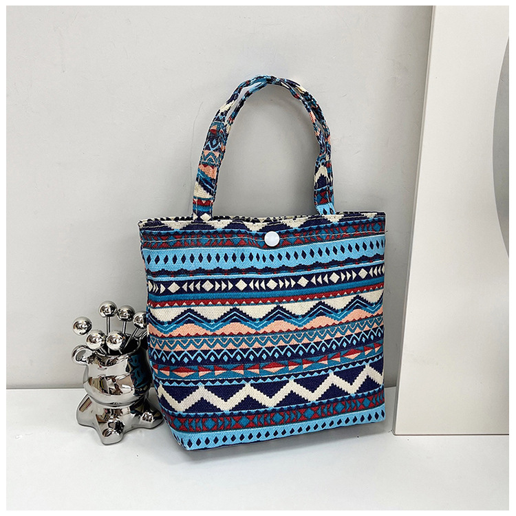 Women's Medium Canvas Color Block Ethnic Style Streetwear Square Zipper Handbag display picture 5