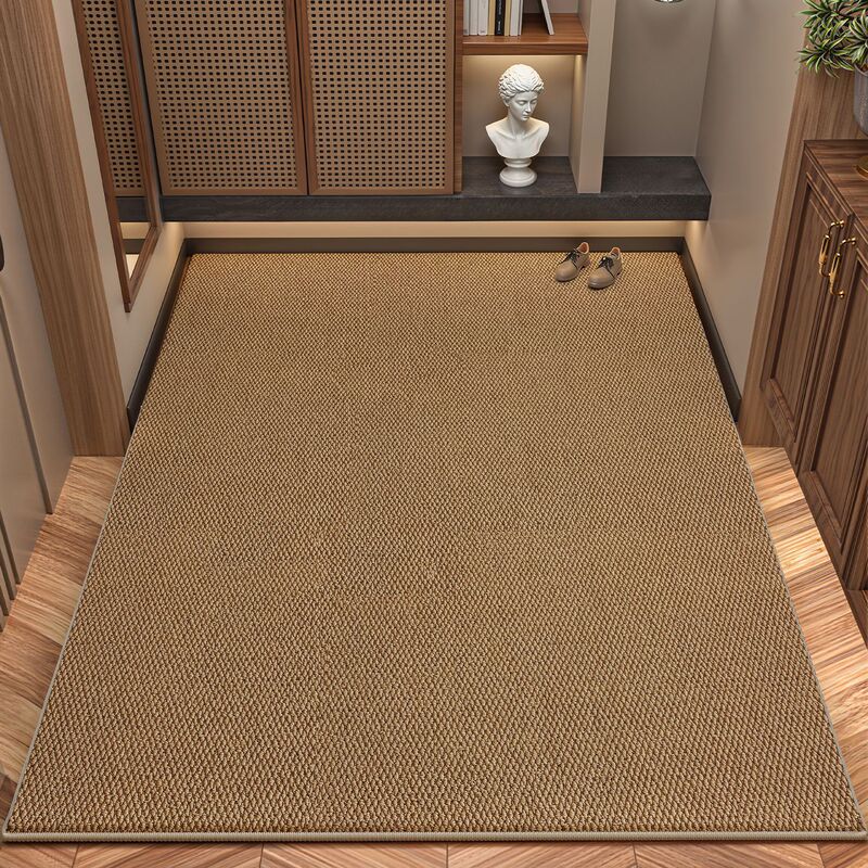 Imitation Sisal Anti-Cat Scratch Entrance Door Mat, High-End Machine Washable Solid Color Carpet, Non-Slip and Stain-Resistant Door Mat for Home Use