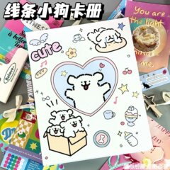 厂家直销A5四宫格线条小狗卡通可爱三寸爱豆小卡收纳册活页卡册