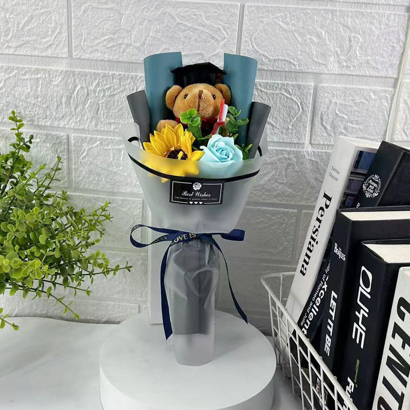 ヒマワリ幼稚園児卒業イベントプレゼント写真撮影卒業式博士熊漫画花束|undefined