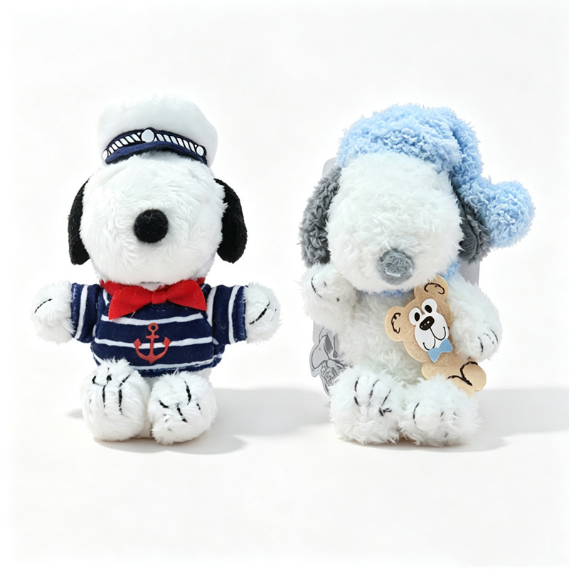 New cross-border blue striped Snoopy pajamas, Snoopy plush toy pendant, backpack pendant, hanging decoration gift