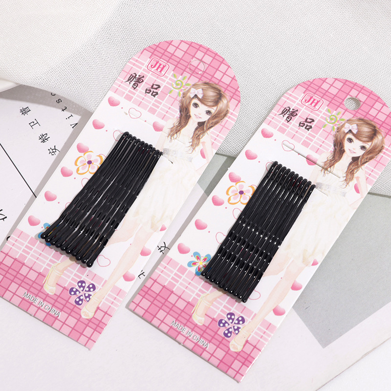 Black Steel Wire One-Word Clip Corrugated Hair Clip Gift Small Gift Hair Clip Korean Style Clip Headwear Factory Direct Sale