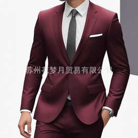 新款男士西服套装礼服商务休闲婚礼跨境晚会新郎礼服宴会男士套装