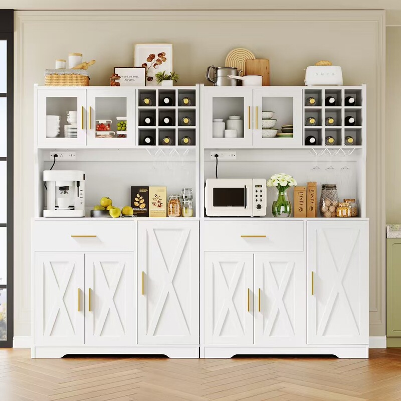 Cross-Border E-Commerce Export Storage Cabinet with Led Lights and Charging Station, Kitchen Storage Cabinet, 71inch