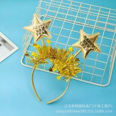 新年あけましておめでとうございます カラフルなシルバーとゴールドの五芒星のヘッドバンド ヨーロッパとアメリカのクリスマス HAPPYYEARNEW スタイル