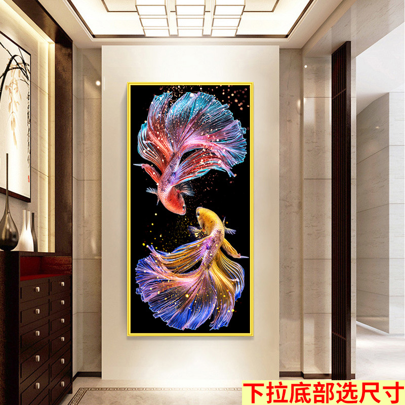 Mural autoadhesivo Pintura de vestíbulo sin marco estilo chino sala de estar entrada pegatinas pasillo vertical fondo fondo de papel pintado