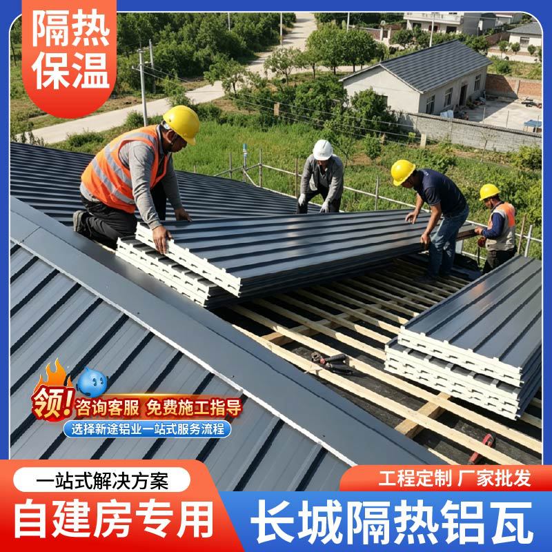 长城隔热铝瓦钢结构厂房屋顶材料阳光房隔热瓦雨棚铝瓦屋顶隔热板