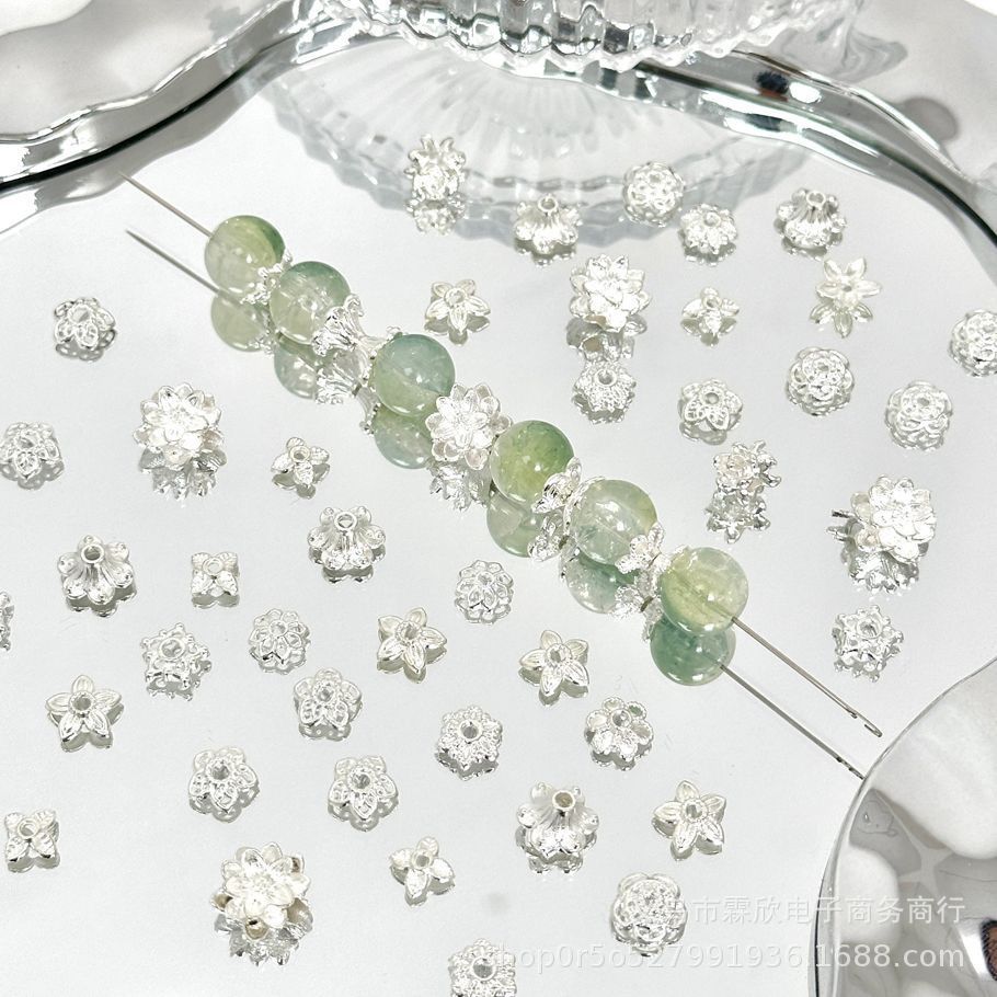 Bright Silver Alloy Torsette Lotus Beaded DIY Necklace Bracelet Bead Spacer Handmade Jewelry Material Accessories