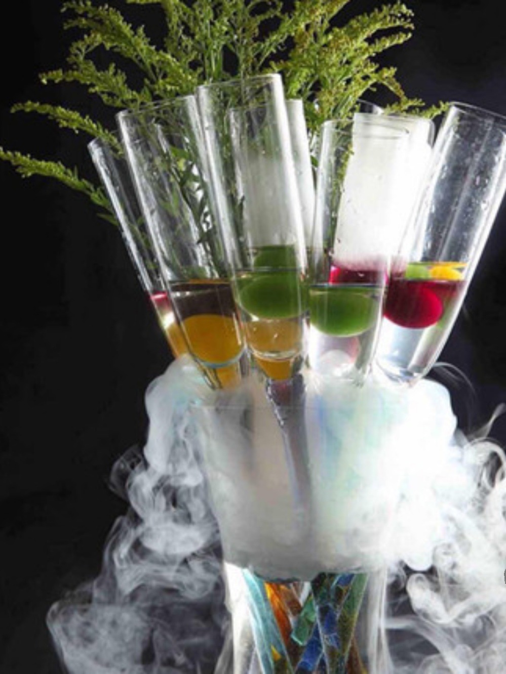 칵테일 유리 드라이 아이스 요리 음료 컵 분자 창조적 인 차가운 음료 디저트 연기 시험관 와인 잔 식기 유리