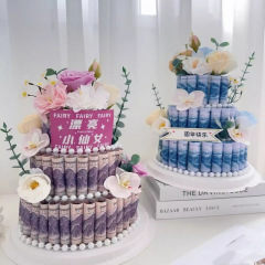 有钱花材料包全套手工蛋糕花盒圆礼盒蝴蝶钱花束惊喜生日