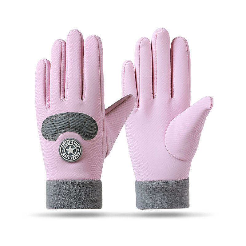 Guantes para niños con forro polar medio dedo niños y niñas otoño e invierno cálido a prueba de viento impermeable antideslizante niños estudiante deportes equitación