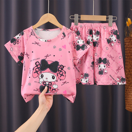 Summer children's pajamas for boys and girls, short-sleeved shorts, air-conditioning set for two, for boys and girls, home fashion.