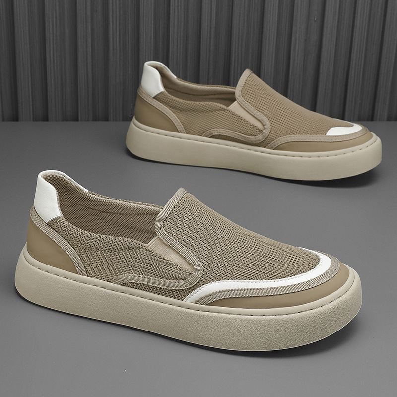 Zapatos sin cordones para hombre, zapatos de primavera, zapatillas de malla negras antiolor para hombre, zapatos deportivos casuales de tela estilo Pekín antiguo para hombre