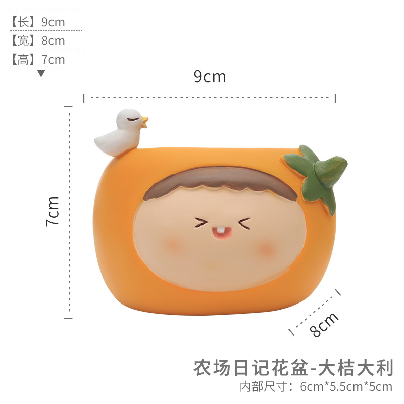 Chậu cây mọng nước mini resin hoạt hình, chậu để bàn trang trí nhà, văn phòng và sân vườn (RG-127)