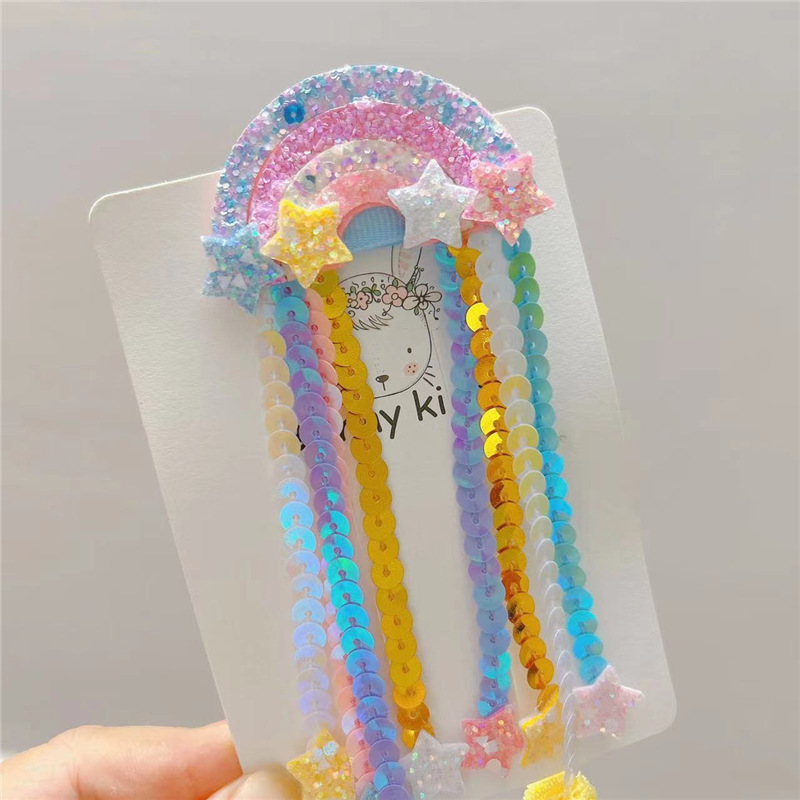 Cartoon Style Rainbow Star Glitter Tassel Hair Clip display picture 4