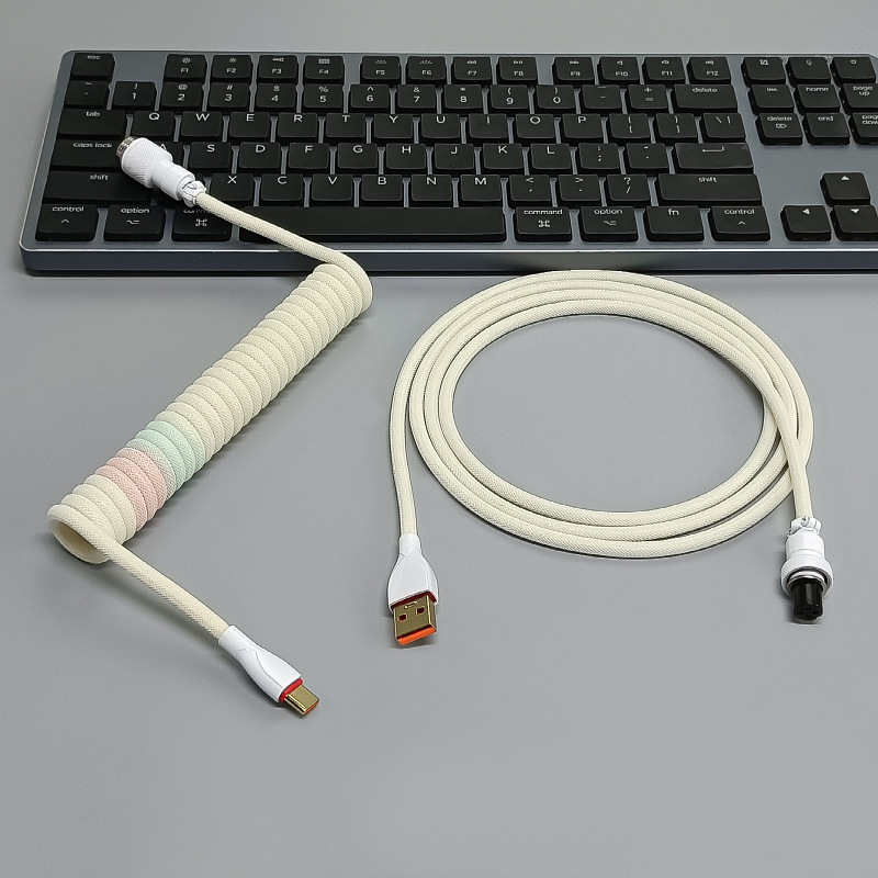 Cable para teclado mecánico de eje magnético 8K, con conectores de aviación, resorte, USB, personalizado colorido, para juegos