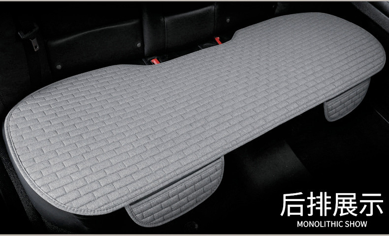 New linen car seat cushion four seasons long grid single seat cushion single square cushion one-piece backrest three-piece seat cushion