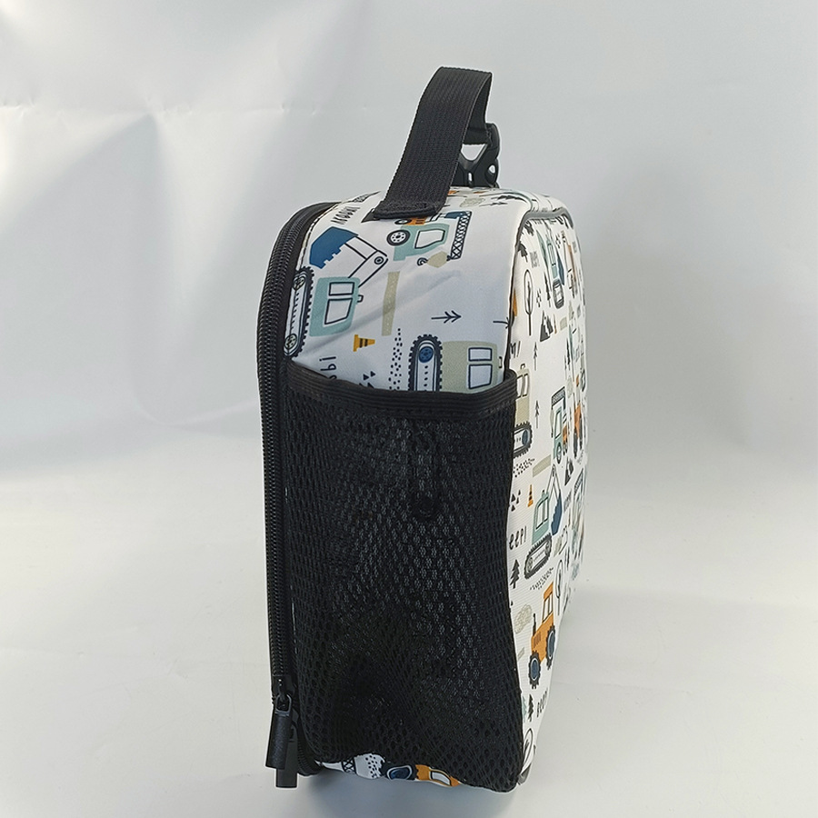 Nuevo producto impresa bolsa de almuerzo de automóvil de dibujos animados bolsa de almuerzo de coches bolsa de almuerzo de estudiantes de primaria y secundaria
