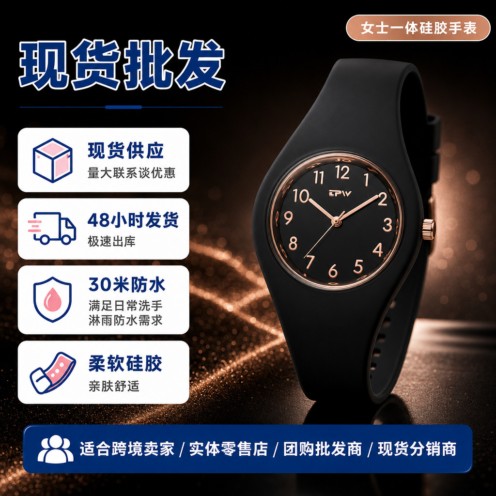 Women's Quartz Watch, Simple Solid Color Silicone Strap, Integrated Corporate Gift Wholesale