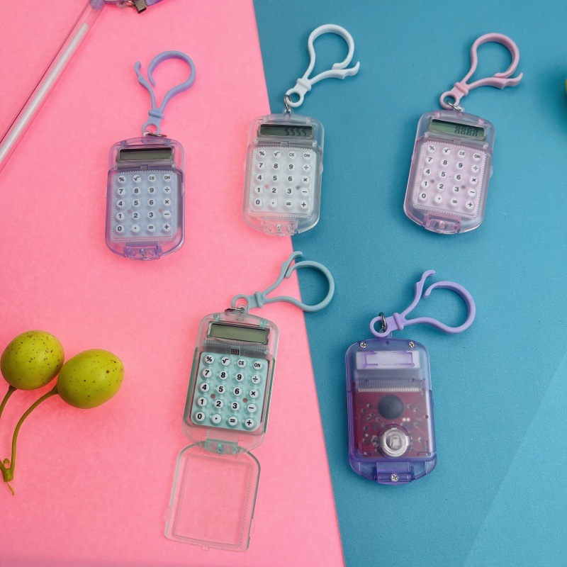 ミニ電卓透明フリップキーホルダーサイレント高価値コンパクトポータブルシンプルな学生試験コンピュータ|undefined