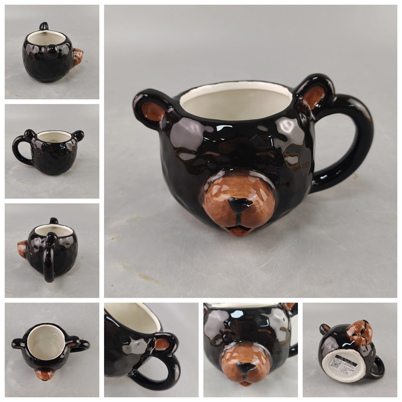 Cute Ceramic 3d Bear Coffee Mug Creative Animal Embossed Cup_voghion.com