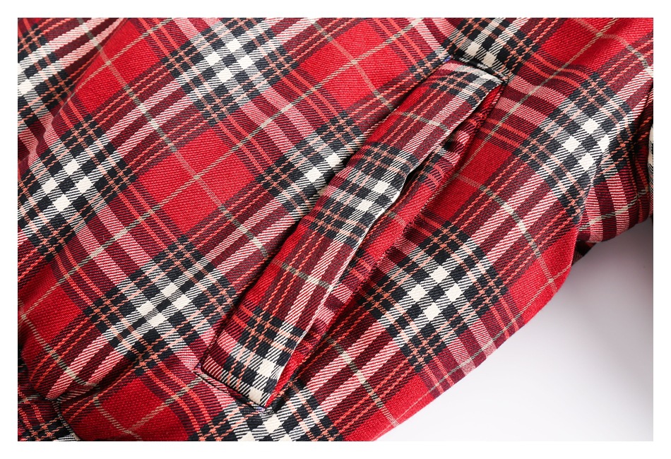 Herrenbekleidung Retro-Karierter Baumwollmantel Paar Wintermantel Männer und Frauen doppelseitiger Baumwollmantel mit Stehkragen_voghion.com