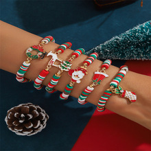 跨境热销圣诞节古法风格手链套装鹿圣诞老人软陶彩色软陶材质