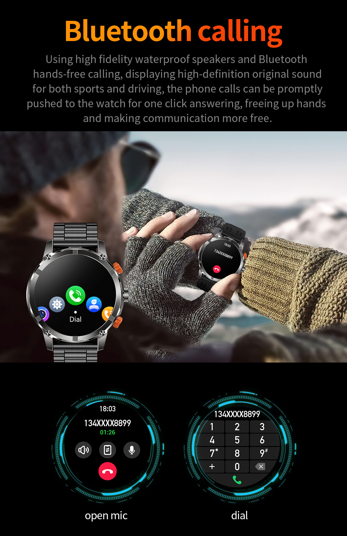 Smartwatch Für Herren Mit Bluetooth-anruf Und Herzfrequenzmesser_voghion.com