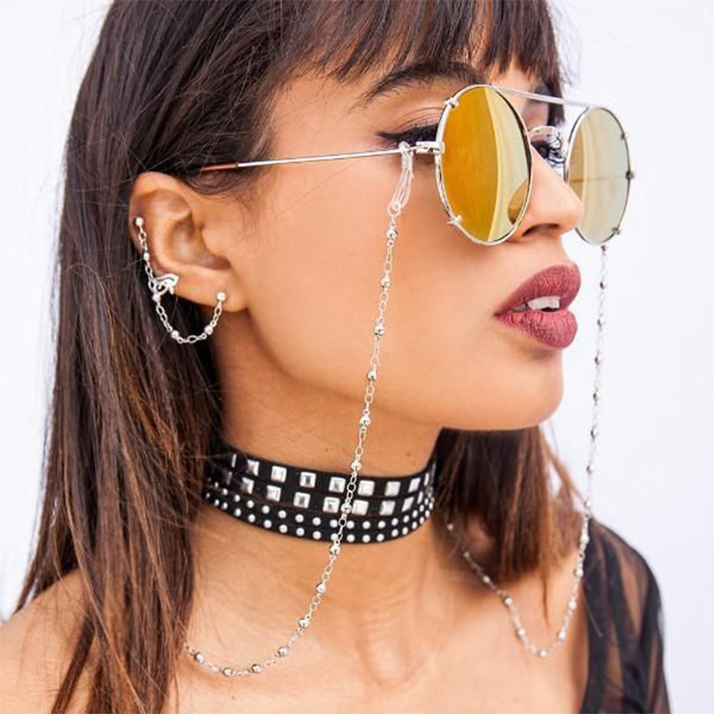 Factory Direct Sales Fashion Minimalist Gold and Silver Beaded Eyeglass Chain Metal Chain Eyeglass Chain Metal