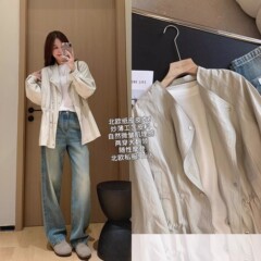 CB96北欧纸皮皮衣！早秋私服chao薄皱感皮衣外套翻领收腰夹克