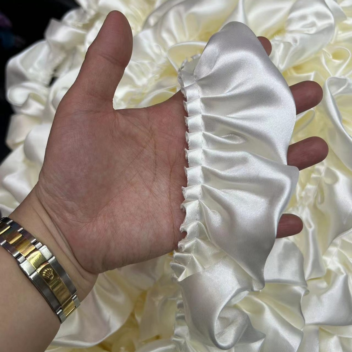 爆款11色现货5.5cm宽双层色丁打褶皱花边荷叶边裙边裙摆加长窗帘