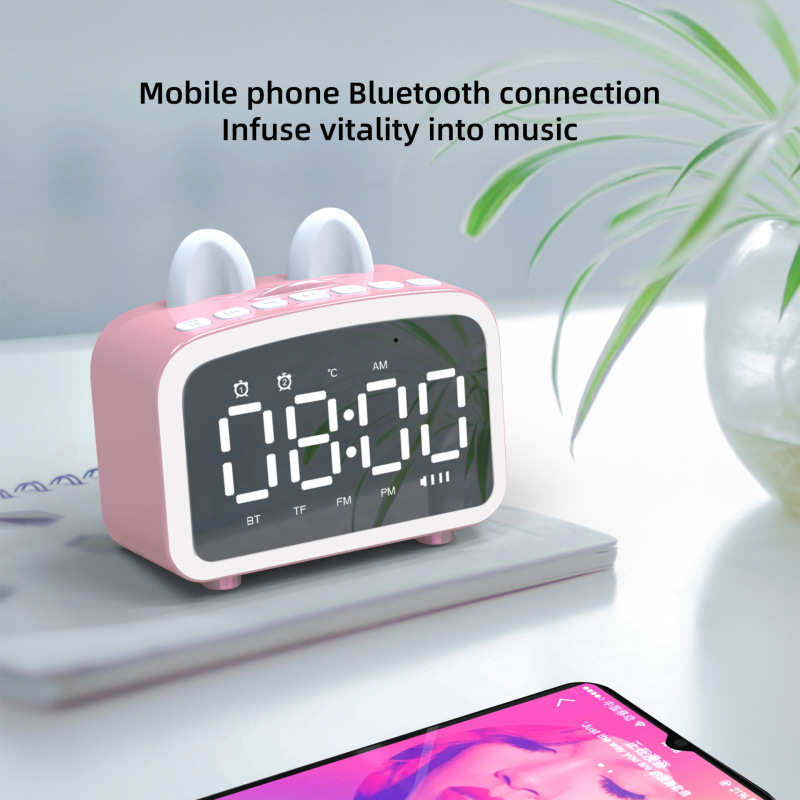 スマートワイヤレスBluetoothスピーカー目覚まし時計カードラジオホームアウトドアAIオーディオスマート目覚まし時計スピーカー|undefined