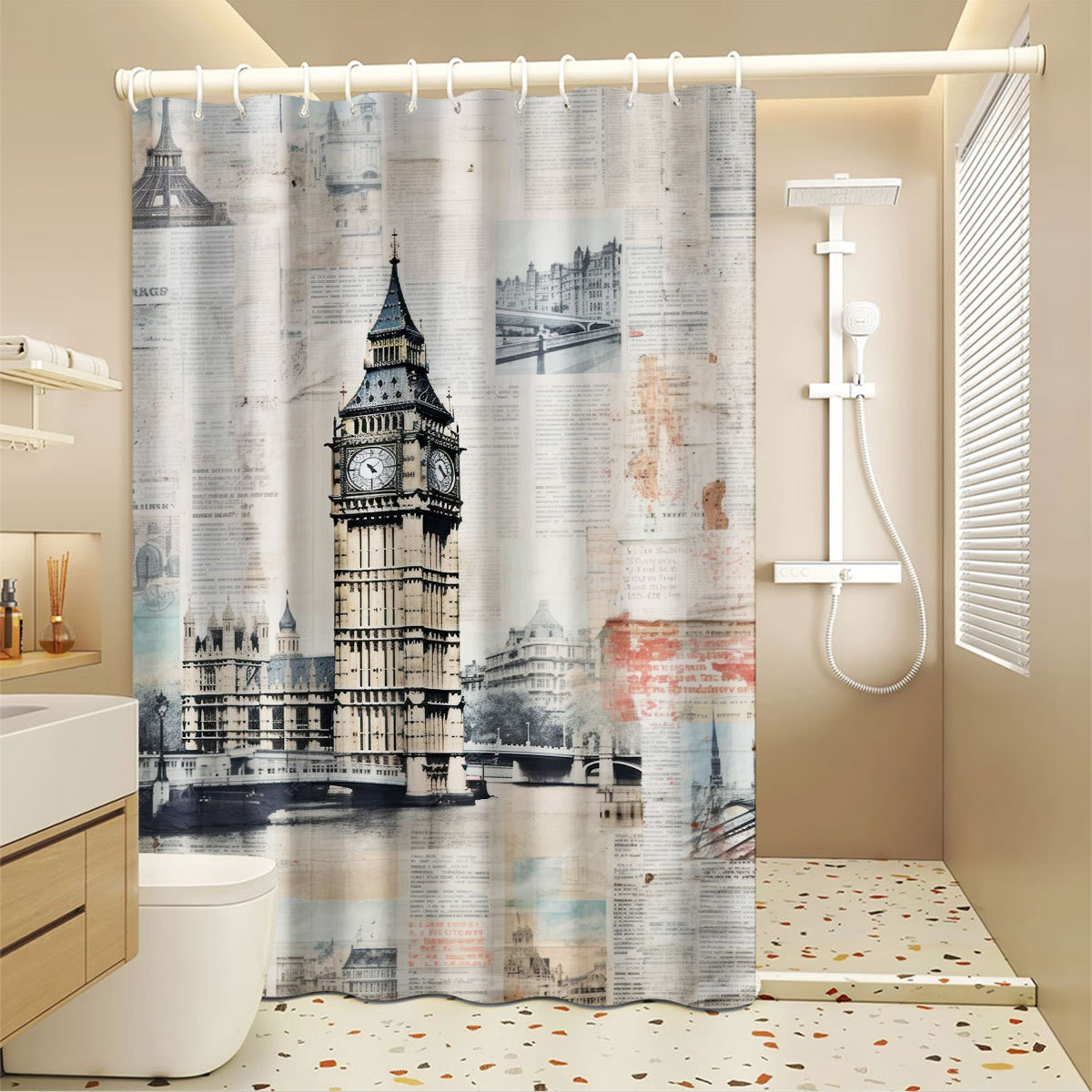 Polyester Is Water-repellent Mold-resistant, No Drilling Required, Creating A Nostalgic Bathing Space Suitable For Use_voghion.com