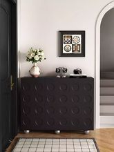 黑色复古鞋柜家用入户高级门口玄关客厅收纳一体简约靠墙储物柜子