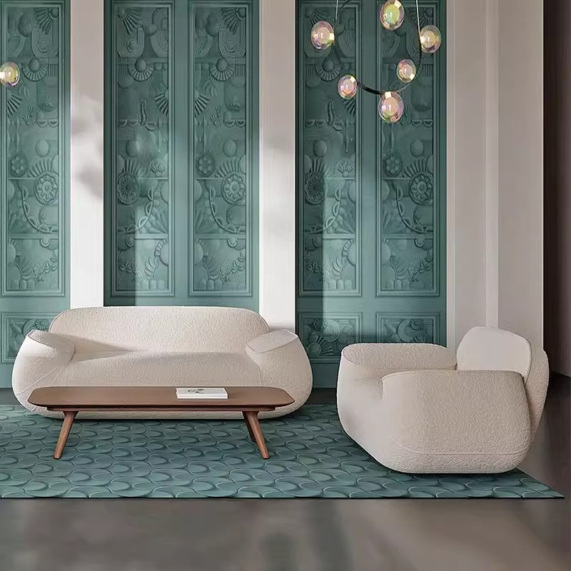 Sofá de diseño de Italia, sofá de diseño de estilo italiano minimalista, sala de estar, sofá de tela doble para una persona